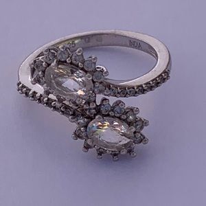 Vintage Round Star Cut Crystal Wrap Ring Sz6